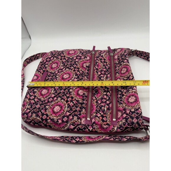 Vera Bradley Iconic Triple Zip Hipster Crossbody Bag Purse Raspberry Medallion - Picture 13 of 16